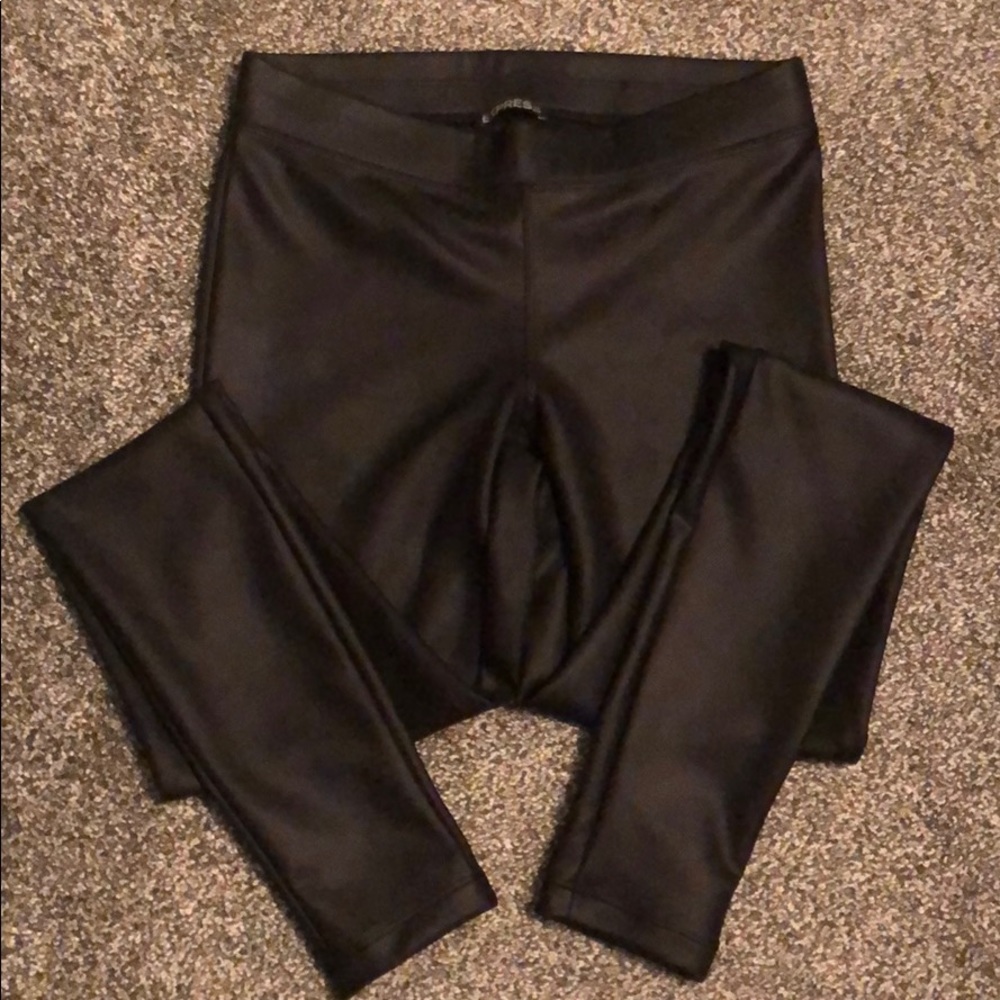 Express black faux leather leggings